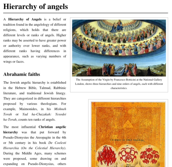 Angelic Hierarchies: Wikibook