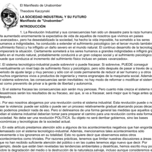 Manifiesto de Unabomber - Theodore Kaczynski